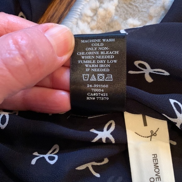 Ann Taylor navy blue medium sheer long sleeve top - Picture 6 of 6